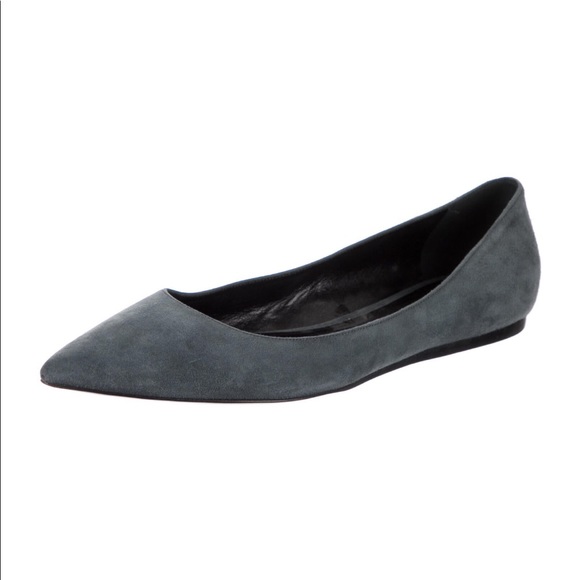Acne Studios Grey Suede Pointed Toe Flats - Picture 4 of 5